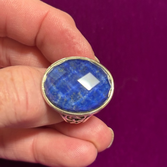 Sterling Silver Multi-Faceted Lapis Lazuli Ring size 6 - Picture 4 of 9